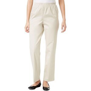 Alfred Dunner Women High-Rise Pull-On Dress Pants Workwear Cotton Stone Size 10S